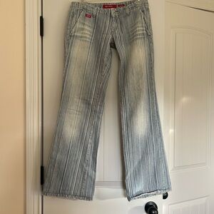 Miss Sixty Light Blue Pinstripe Wide Leg Jeans